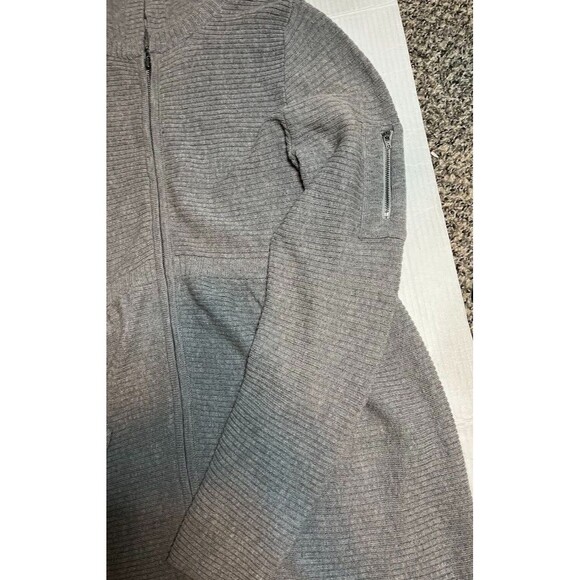 NWT Athleta Sweater Coat L Gray Woolblend Hooded Zip Jacket Gorpcore Casual Chic - Picture 5 of 6